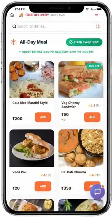 Mithora Kitchen menu screen